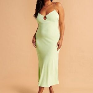 Lime yellow satin slip dress